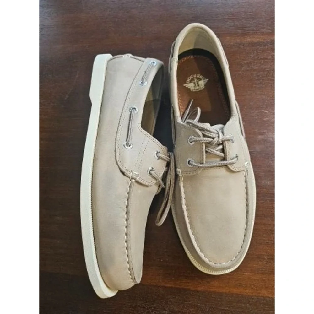 Dockers Men's 9.5 Leather Vargas‎ Manmade Boat Shoes Sand Color Made Pakistan